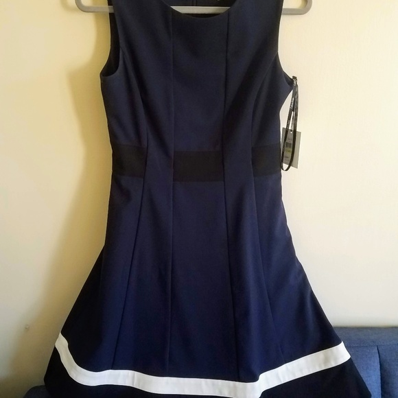 Calvin Klein Dresses & Skirts - Calvin Klein Dress, Navy with Black/White Details